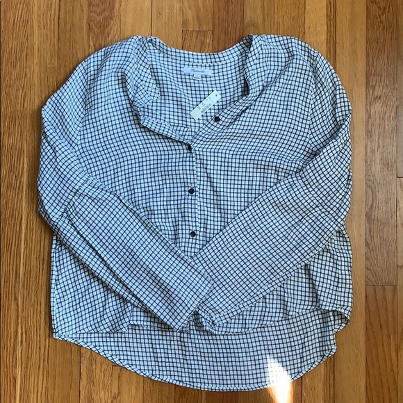 MADEWELL NWT Bell-Sleeve Button-Down {Windowpane} - Picture 3 of 4